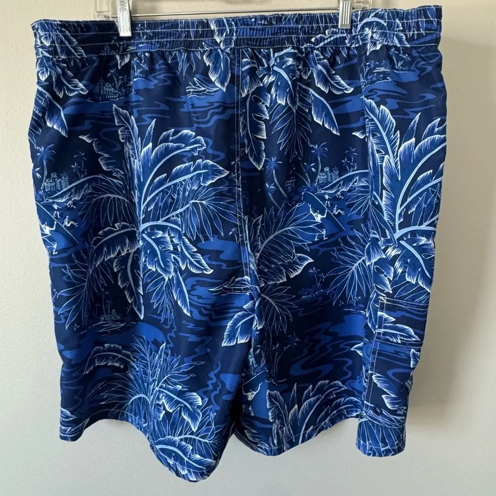 Polo by Ralph Lauren Blue Tropical Palm Print Swim Trunks